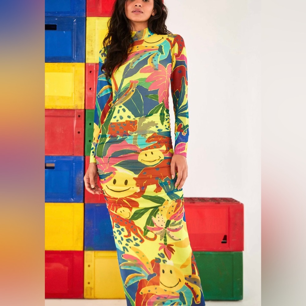 NWT Farm Rio Smiley Leopards Jungle Smiley Rio Tulle Dress